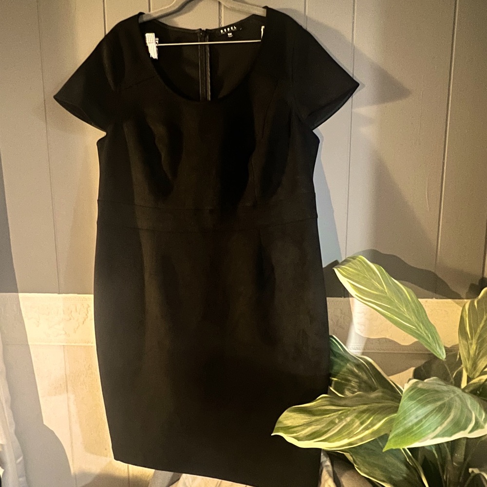 Black Faux Suede Rebel Sheath Dress